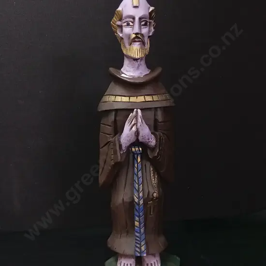 CARVED PRIEST FIGURE H62CM