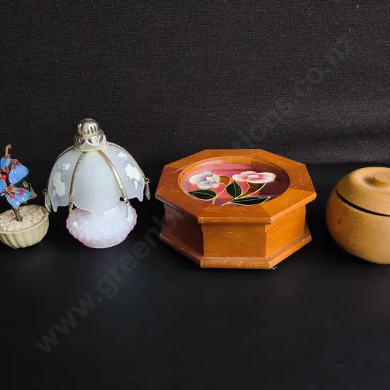 4 PIECES VINTAGE DECOR, TALLEST H 14 CM