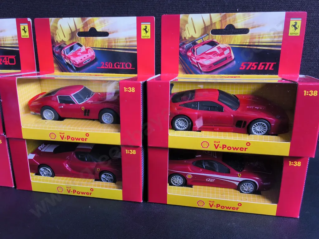 SHELL V-POWER FERRARI 1:38 SCALE DIE-CAST MODEL CARS, 6 PIECES, PACKAGED Image 1++
