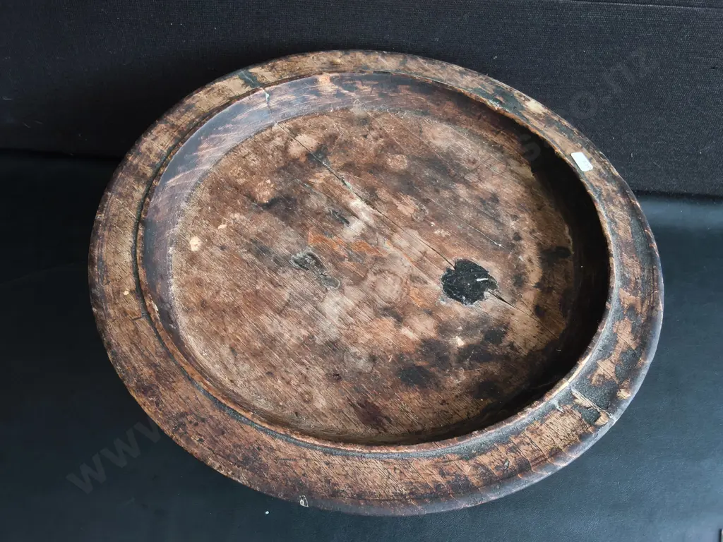 CARVED WOODEN FOOTED PEDESTAL DISH, H 25 CM X DIA 52 CM Image 1++