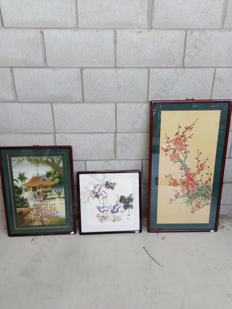 3 FRAMED PIECES OF ART LARGEST 94CM X 50CM Image 1++