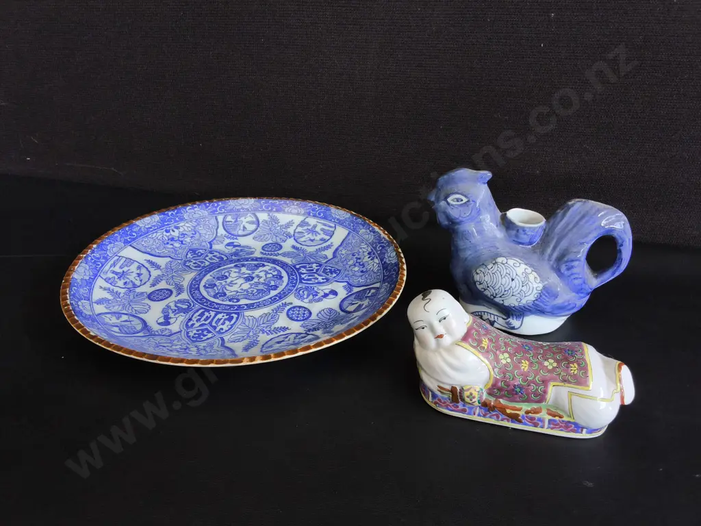 VINTAGE ASIAN PORCELAIN ITEMS, 3 PIECES, WIDEST DIA 29 CM Image 1++