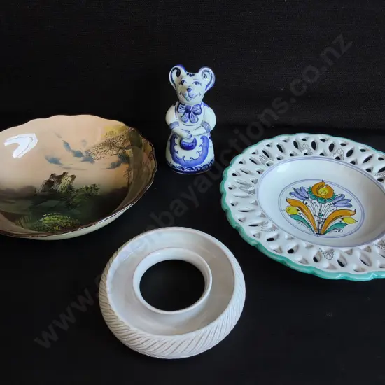 MIX OF POTTERY AND COLLECTIBLES, 4 PIECES, INCLUDING ROYAL DOULTON, WIDEST DIA 28 CM