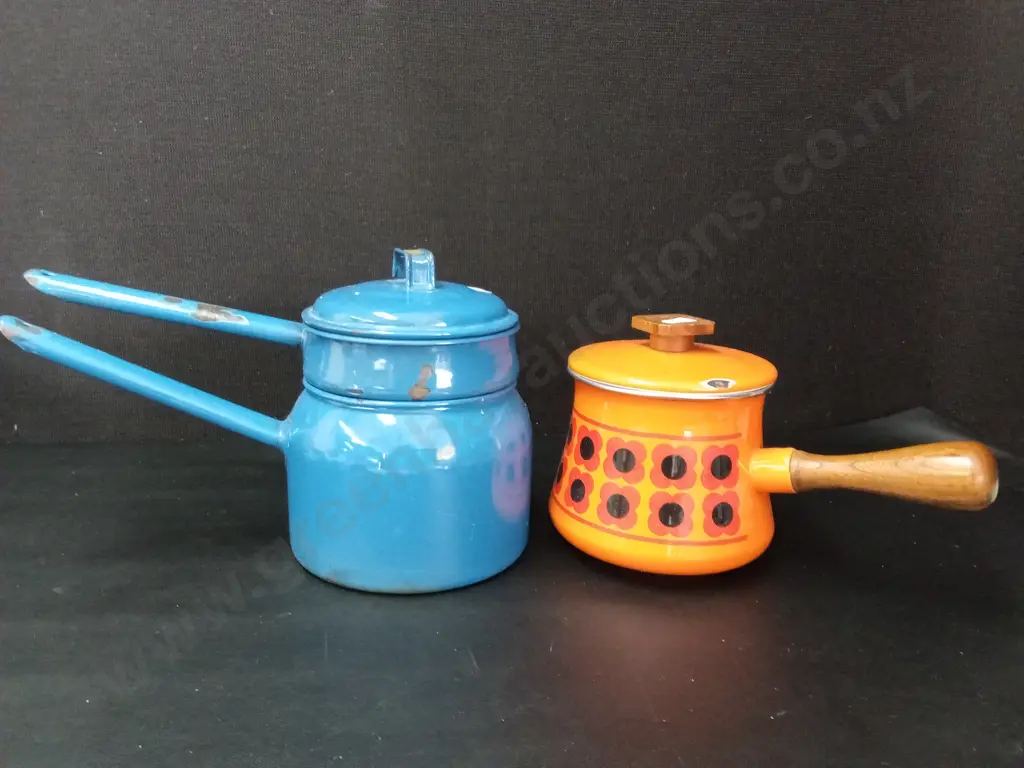 2 VINTAGE ENAMEL PS TALLEST H22CM Image 1++