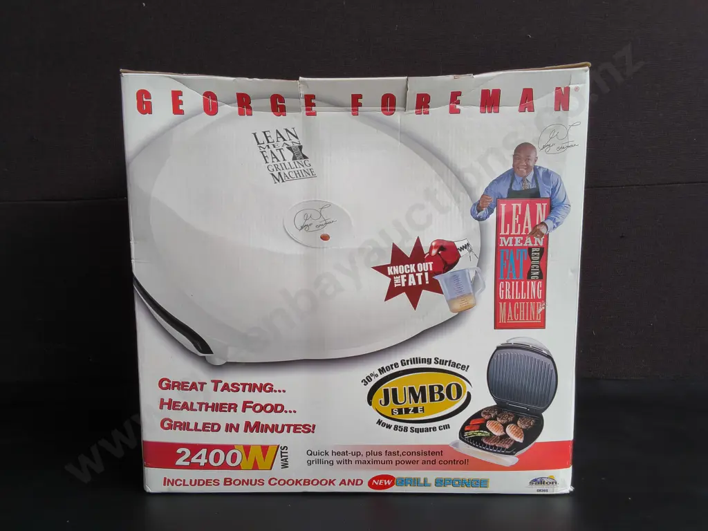 GEORGE FOREMAN JUMBO SIZE LEAN MEAN FAT REDUCING GRILLING MACHINE, BOXED Image 1++