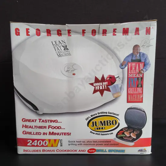 GEORGE FOREMAN JUMBO SIZE LEAN MEAN FAT REDUCING GRILLING MACHINE, BOXED