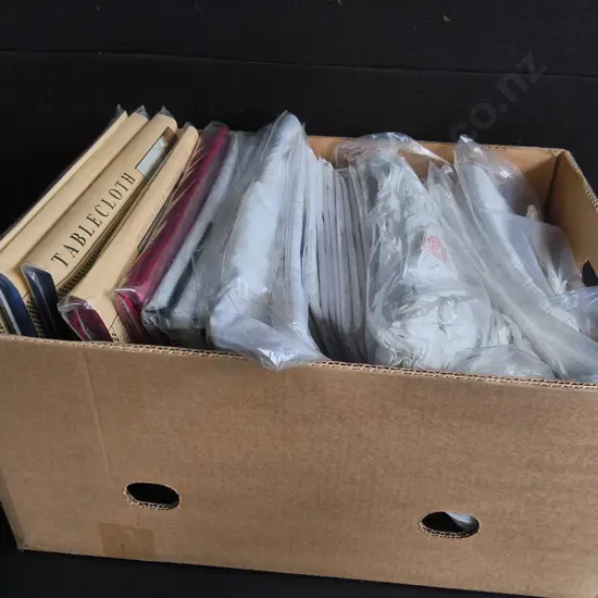 BOX OF BRAND NEW TABLECLOTHS