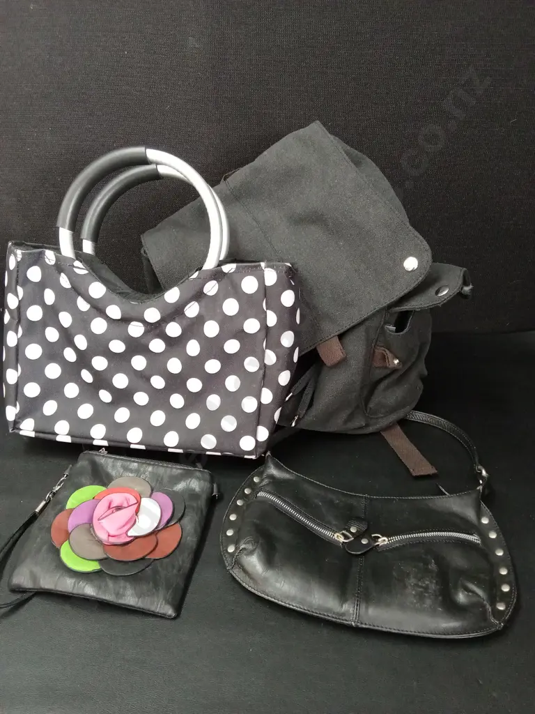 4 PURSES / BAGS, 1 GENUINE LEATHER Image 1++