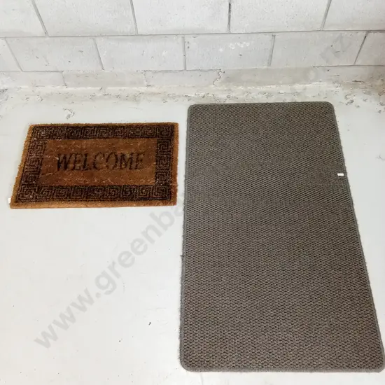 TWO FLOOR MATS, LARGEST IS 120CM X 70CM