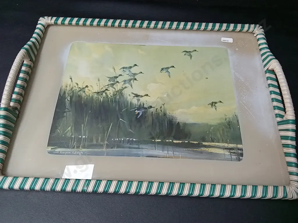 VINTAGE VERNON WARD FLYING DUCKS PICTURE SERVING TRAY L50CM Image 1++