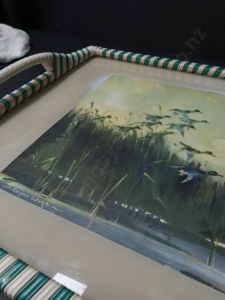VINTAGE VERNON WARD FLYING DUCKS PICTURE SERVING TRAY L50CM Image 1++