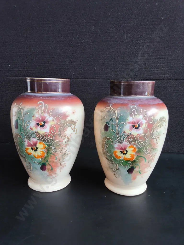 PAIR OF VINTAGE ART NOUVEAU STYLE MANTEL VASES, H 31 CM Image 1++