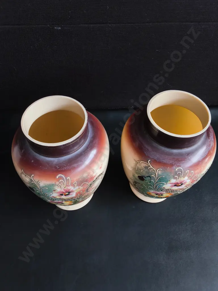 PAIR OF VINTAGE ART NOUVEAU STYLE MANTEL VASES, H 31 CM Image 1++