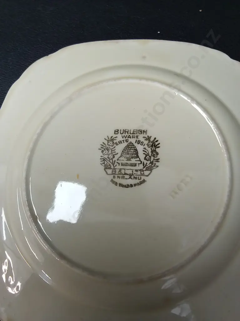 ART DECO BURLEIGH WARE HAND-PAINTED "BALI" ZENITH SHAPE SIDE PLATE 14 X 14CM Image 1++
