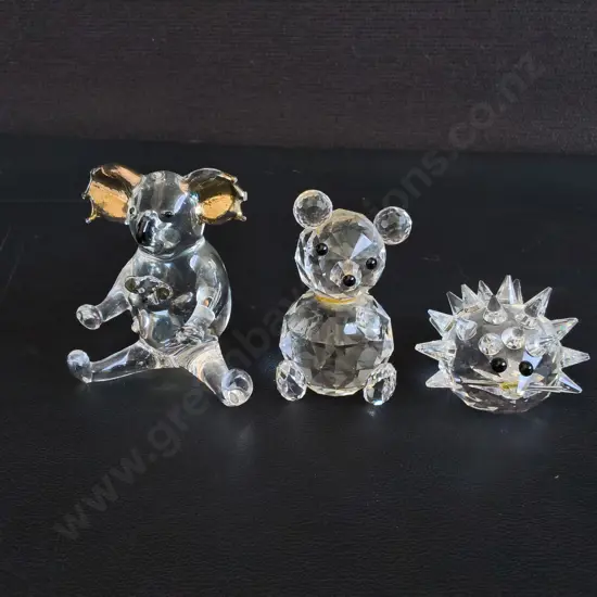 3 MINIATURE GLASS ANIMAL FIGURINES, INCLUDING 2 SWAROVSKI, TALLEST H 6 CM
