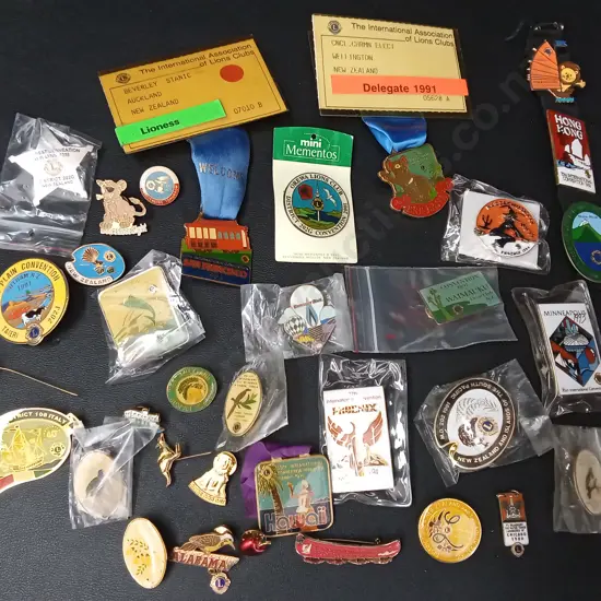 BOX OF VINTAGE LIONS CLUB PINS