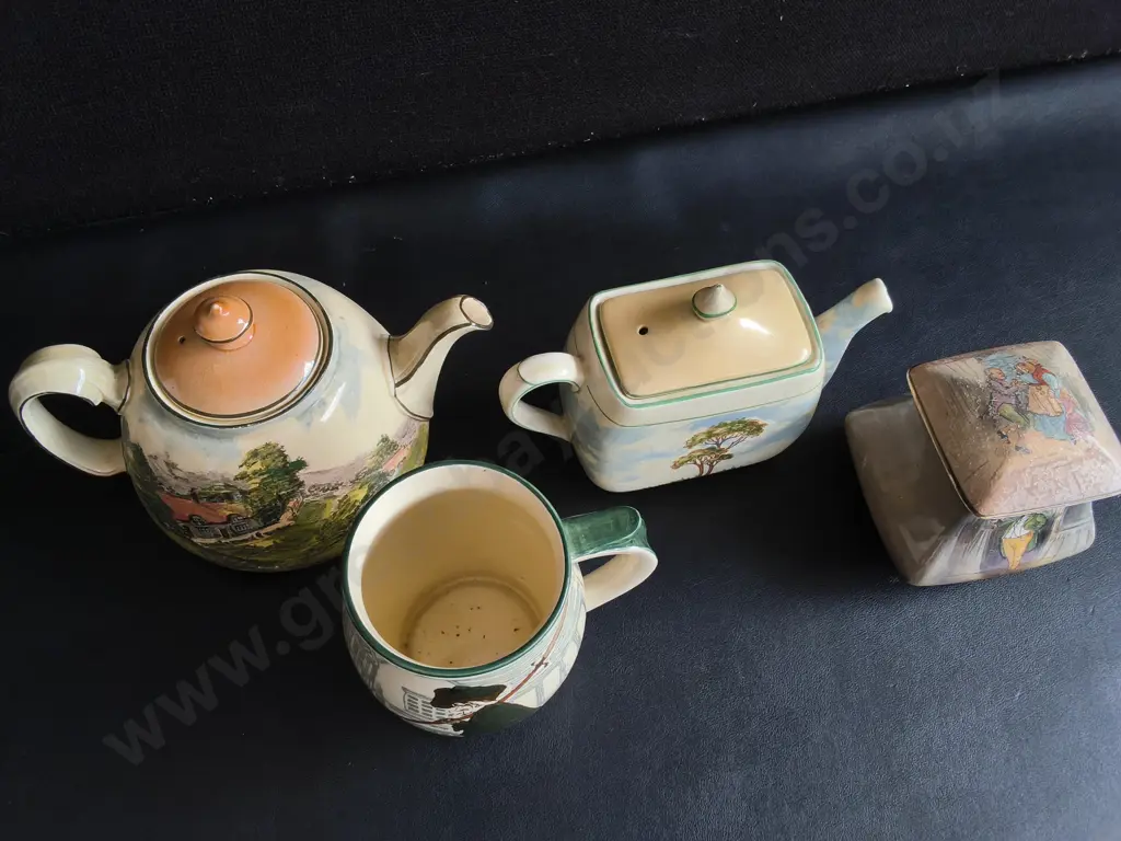 VINTAGE BRITISH SERIES WARE POTTERY, ROYAL DOULTON AND RICHMOND EMPIRE WARE COUNTRYSIDE COLLECTION, TALLEST H 14 CM Image 1++