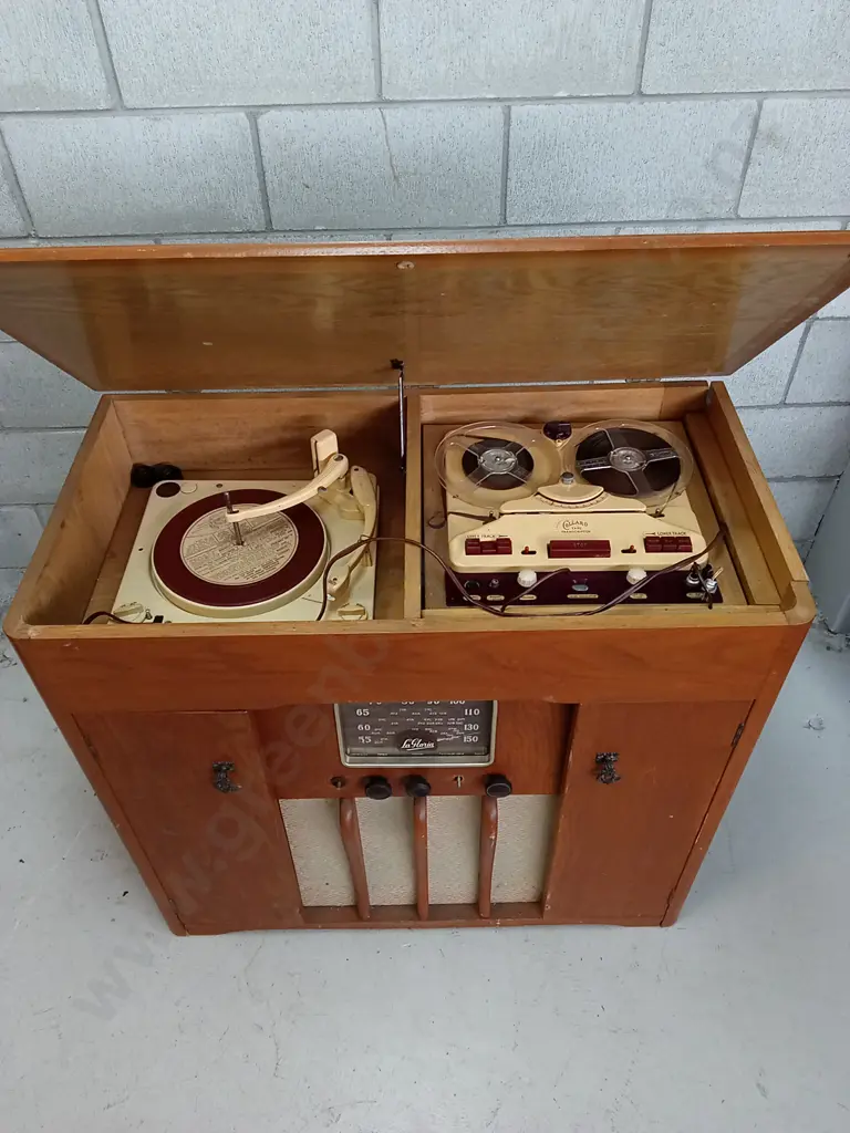 EARLY 1950's LA GLORIA RECORDERGRAM, RECORD PLAYER AND COLLARO TAPE RECORDER (UNTESTED), H88CM X W94CM X D49CM Image 1++