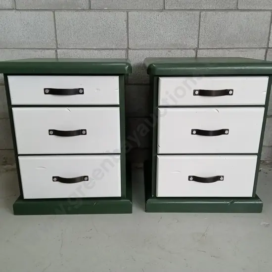 REFURBISHED BEDSIDE TABLES, H 67CM X W 53CM X D 47CM