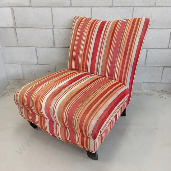 STRIPED ARMLESS CUSHIONED CHAIR, H 84CM