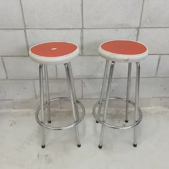 CHROME VINYL MILK BAR STOOLS, 67CM