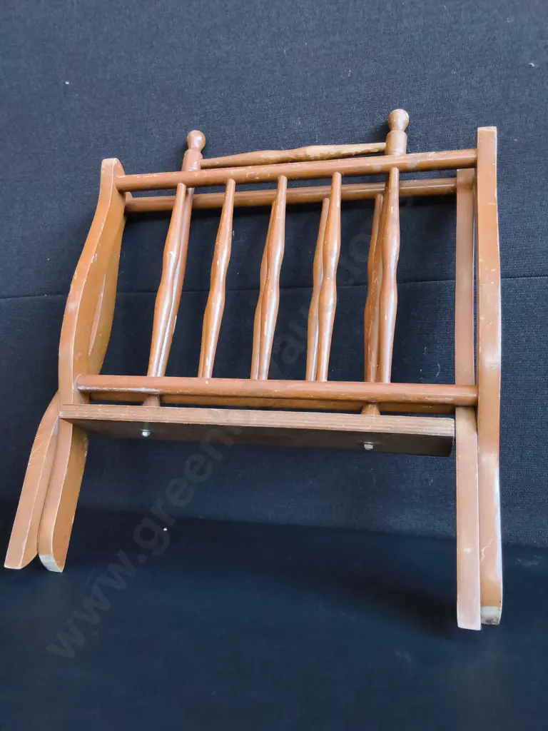 VINTAGE WOODEN MAGAZINE RACK, H 47 CM Image 1++