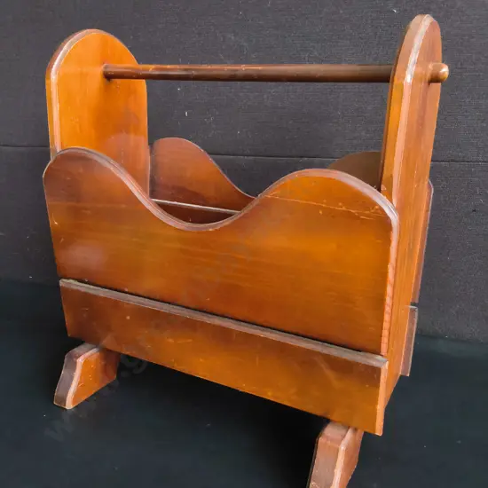 VINTAGE WOODEN MAGAZINE RACK, H 48 CM