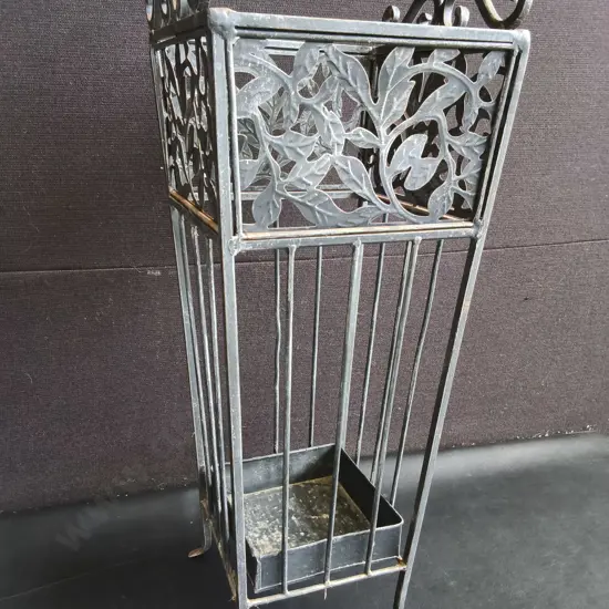 VINTAGE WROUGHT IRON UMBRELLA STAND, H 58 CM