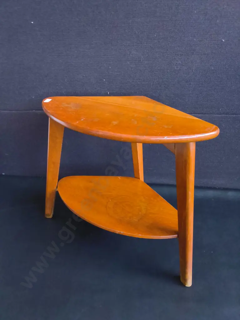 VINTAGE 1960S DANISH MODERN TEAK TWO TIER SIDE TABLE, H 40 CM Image 1++