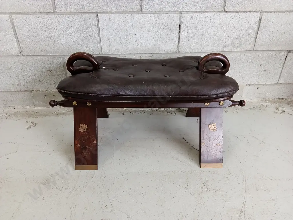 VINTAGE CAMEL SADDLE STOOL, H 44CM X W 76CM X D 39CM Image 1++