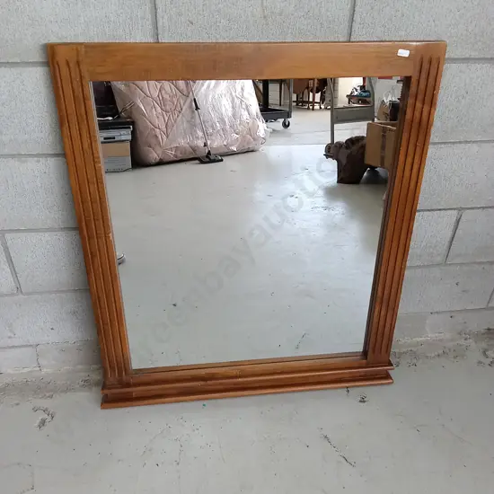 WOODEN FRAMED MIRROR, 96CM X 85CM