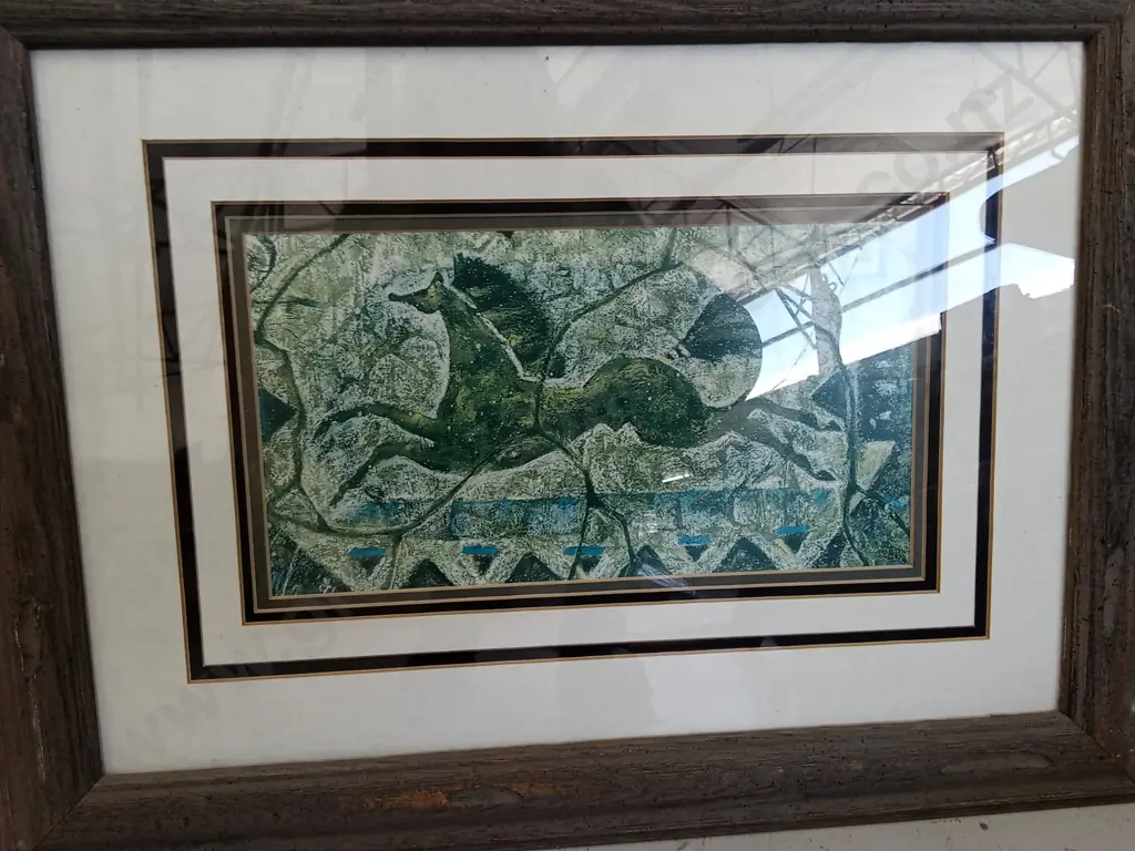 3 FRAMED PIECES OF CECILIA HENLE STYLE ART LARGEST MISSING GLASS L1.2CM X H88CM Image 1++