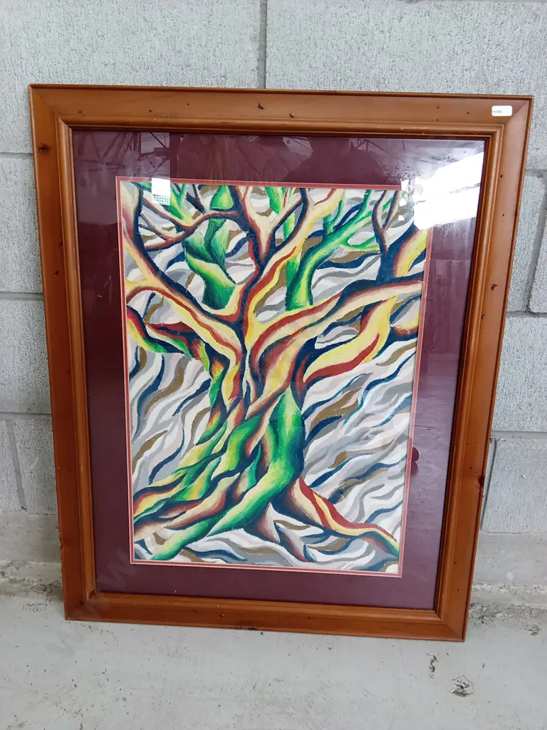 FRAMED CONTEMPORARY OIL PASTEL ART, 81CM X 65CM Image 1++