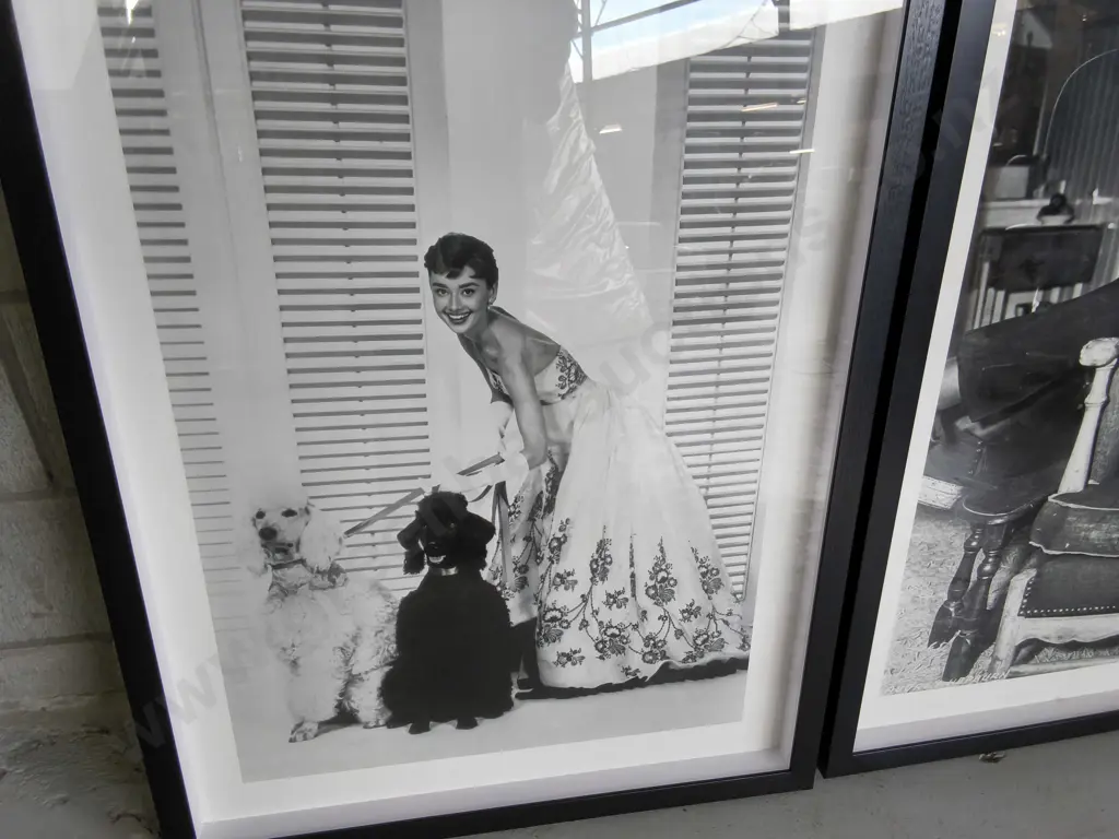 PAIR OF FRAMED AUDREY HEPBURN PHOTOGRAPHS, H 85 CM X W 64 CM Image 1++