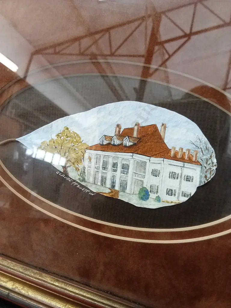FRAMED PAINTING ON A LEAF BY CLAUDE HOUETTIN 29 X 24CM Image 1++