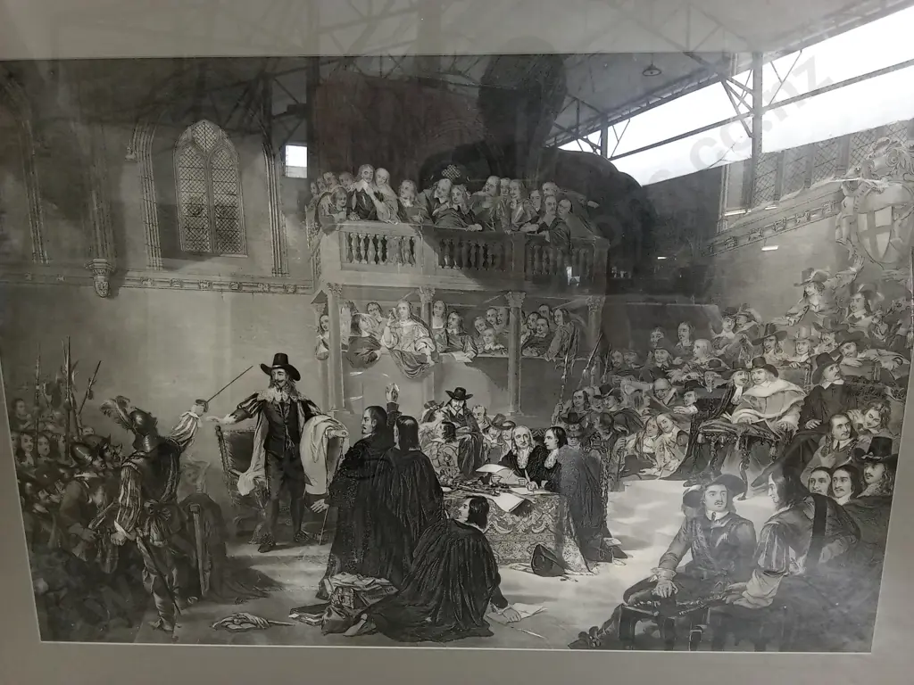FRAMED PRINT "TRAIL OF KING CHARLES I," 106CM X 80CM Image 1++