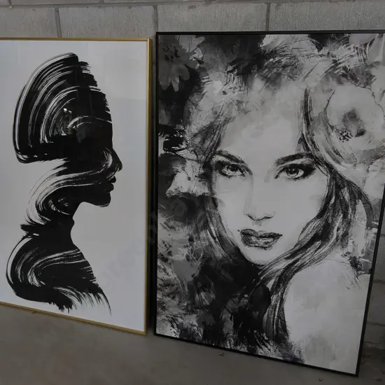 PAIR OF FRAMED PRINTS, TALLEST H 1.22 M X W 82 CM