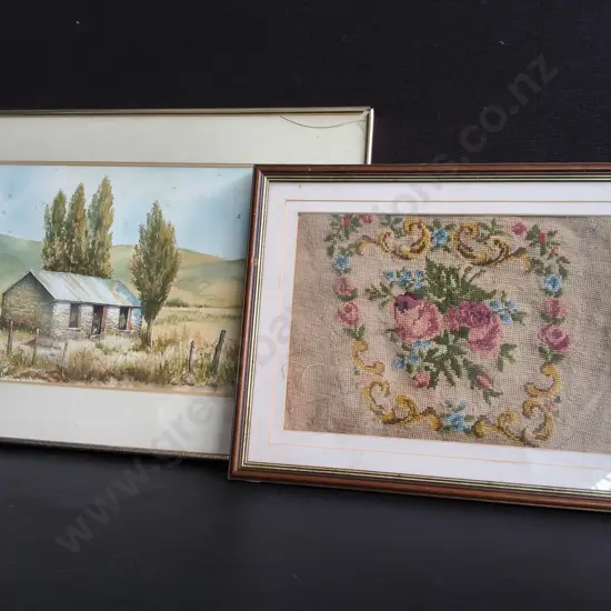 PAIR OF ARTWORKS FRAMED, H 46 CM