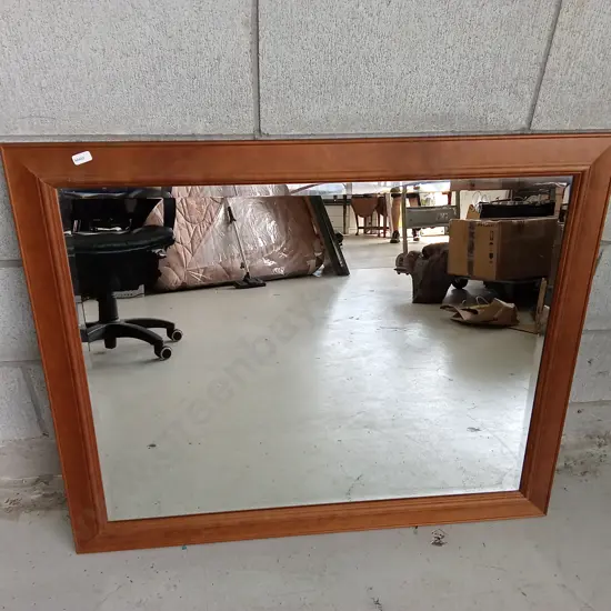 WOODEN WALL MIRROR, 89CM X 73CM