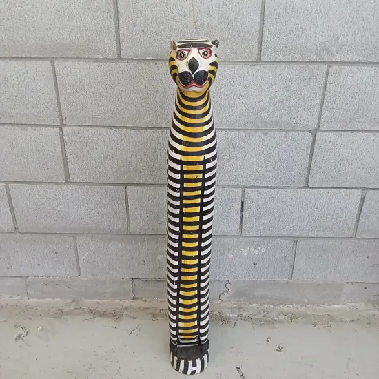 WOODEN CARVED TIGER STATUE, H 100CM