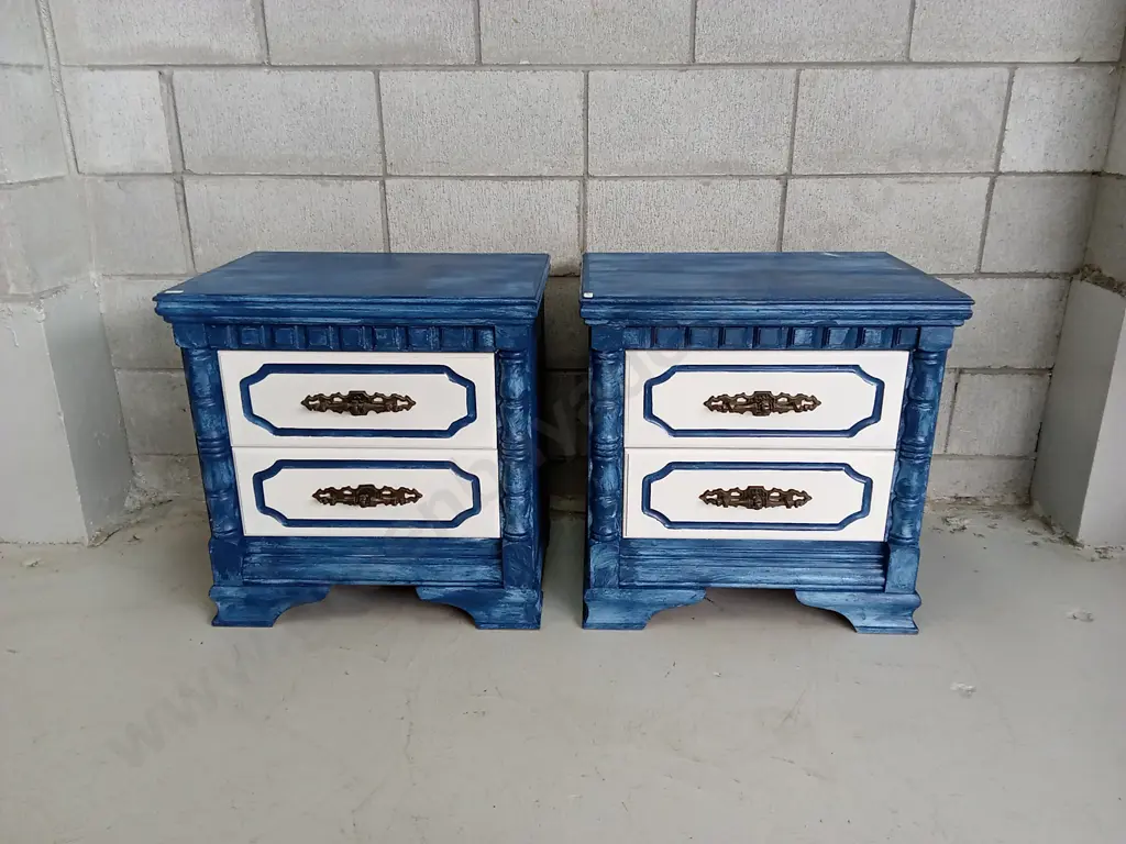 PAIR OF REFURBISHED BEDSIDE TABLES, H 59CM X W 58CM X D 40CM Image 1++