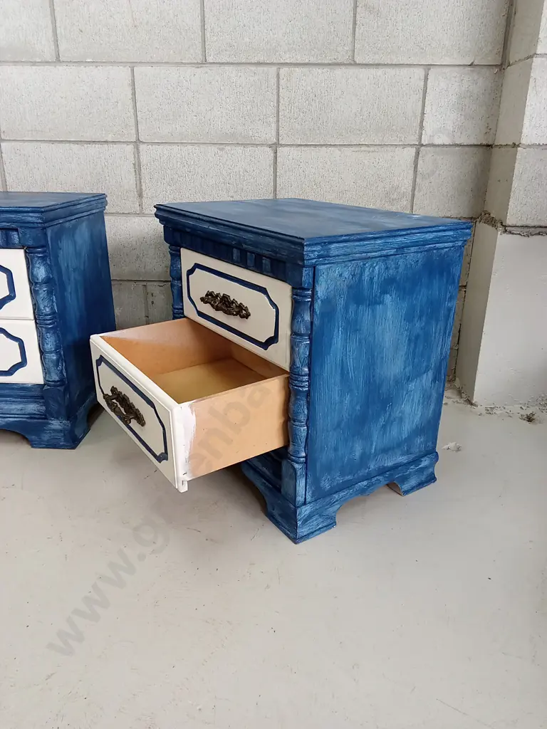 PAIR OF REFURBISHED BEDSIDE TABLES, H 59CM X W 58CM X D 40CM Image 1++