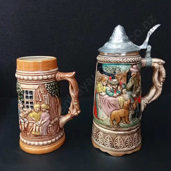 2 VINTAGE BEER STEINS TALLEST H24CM