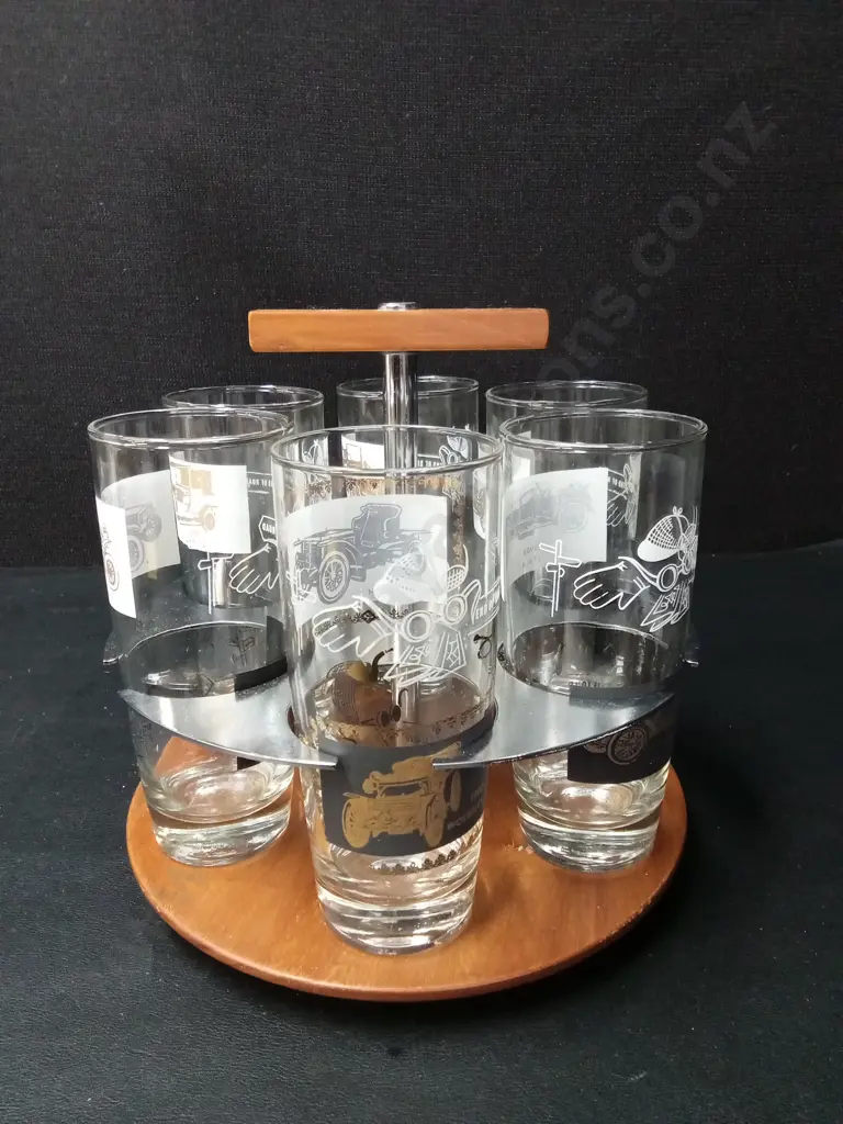 VINTAGE DRINKING GLASS CADDY H21CM Image 1++
