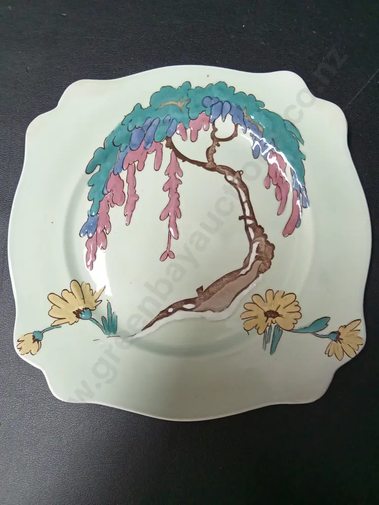 VINTAGE CLARICE CLIFF ROYAL STRAFFORDSHIRE LADE SHAPED PLATE FROM 1934-36 L22.5CM Image 1++