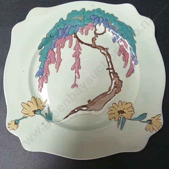 VINTAGE CLARICE CLIFF ROYAL STRAFFORDSHIRE LADE SHAPED PLATE FROM 1934-36 L22.5CM