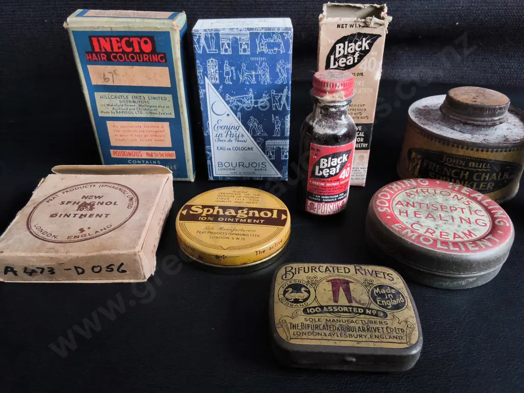 VINTAGE MEDICINES, TINS AND PACKAGING Image 1++