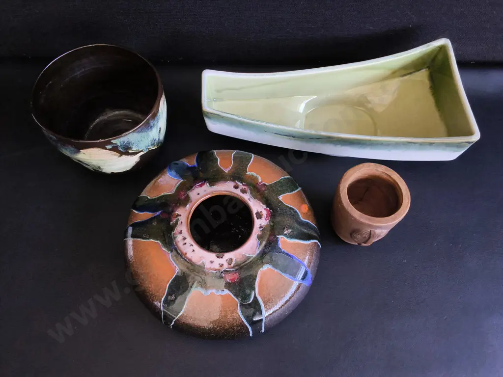 VINTAGE MID CENTURY STUDIO POTTERY, 4 PIECES, WIDEST W 34 CM Image 1++