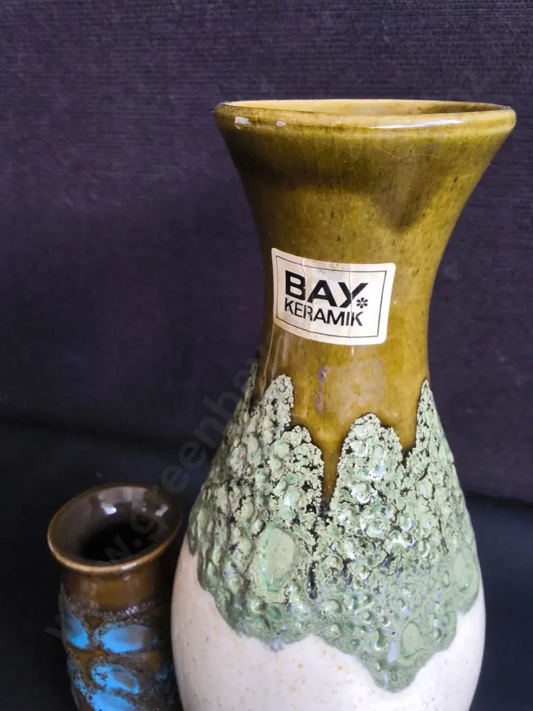 PAIR OF VINTAGE WEST GERMANY POTTERY VASES, TALLEST H 25 CM Image 1++