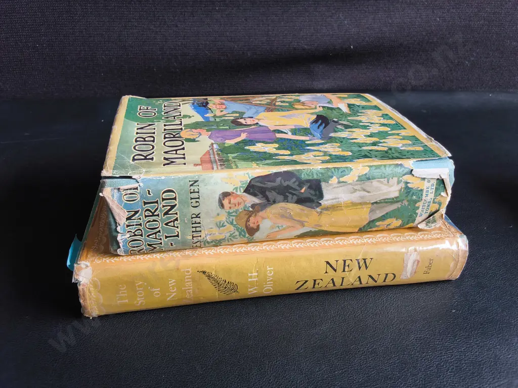 PAIR OF VINTAGE NZ BOOKS, "ROBIN OF MAORILAND" 1929 FIRST EDITION, AND "THE STORY OF NEW ZEALAND" 1960 Image 1++